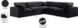 Comfy Black Velvet Modular Sectional 189Black-Sec5C Meridian Furniture