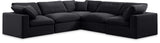 Comfy Black Velvet Modular Sectional 189Black-Sec5C Meridian Furniture