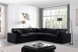 Comfy Black Velvet Modular Sectional 189Black-Sec5C Meridian Furniture