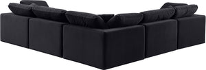 Comfy Black Velvet Modular Sectional 189Black-Sec5C Meridian Furniture