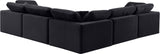 Comfy Black Velvet Modular Sectional 189Black-Sec5C Meridian Furniture