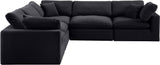 Comfy Black Velvet Modular Sectional 189Black-Sec5C Meridian Furniture