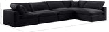 Comfy Black Velvet Modular Sectional 189Black-Sec5D Meridian Furniture