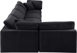 Comfy Black Velvet Modular Sectional 189Black-Sec5D Meridian Furniture