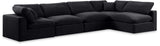 Comfy Black Velvet Modular Sectional 189Black-Sec5D Meridian Furniture