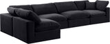 Comfy Black Velvet Modular Sectional 189Black-Sec5D Meridian Furniture