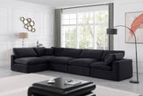 Comfy Black Velvet Modular Sectional 189Black-Sec5D Meridian Furniture