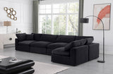 Comfy Black Velvet Modular Sectional 189Black-Sec5D Meridian Furniture