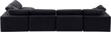 Comfy Black Velvet Modular Sectional 189Black-Sec5D Meridian Furniture