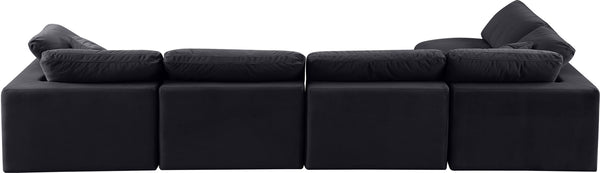Comfy Black Velvet Modular Sectional 189Black-Sec5D Meridian Furniture