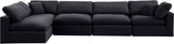 Comfy Black Velvet Modular Sectional 189Black-Sec5D Meridian Furniture