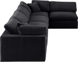 Comfy Black Velvet Modular Sectional 189Black-Sec5D Meridian Furniture