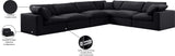 Comfy Black Velvet Modular Sectional 189Black-Sec6A Meridian Furniture