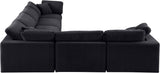 Comfy Black Velvet Modular Sectional 189Black-Sec6A Meridian Furniture