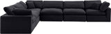 Comfy Black Velvet Modular Sectional 189Black-Sec6A Meridian Furniture