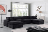 Comfy Black Velvet Modular Sectional 189Black-Sec6B Meridian Furniture