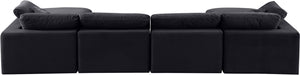 Comfy Black Velvet Modular Sectional 189Black-Sec6B Meridian Furniture