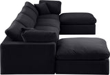 Comfy Black Velvet Modular Sectional 189Black-Sec6B Meridian Furniture