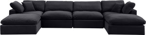 Comfy Black Velvet Modular Sectional 189Black-Sec6B Meridian Furniture