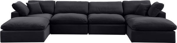 Comfy Black Velvet Modular Sectional 189Black-Sec6B Meridian Furniture