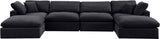 Comfy Black Velvet Modular Sectional 189Black-Sec6B Meridian Furniture