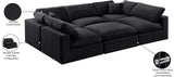 Comfy Black Velvet Modular Sectional 189Black-Sec6C Meridian Furniture