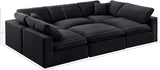 Comfy Black Velvet Modular Sectional 189Black-Sec6C Meridian Furniture