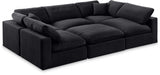 Comfy Black Velvet Modular Sectional 189Black-Sec6C Meridian Furniture