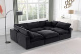 Comfy Black Velvet Modular Sectional 189Black-Sec6C Meridian Furniture