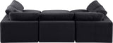 Comfy Black Velvet Modular Sectional 189Black-Sec6C Meridian Furniture