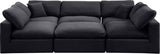 Comfy Black Velvet Modular Sectional 189Black-Sec6C Meridian Furniture