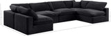 Comfy Black Velvet Modular Sectional 189Black-Sec6D Meridian Furniture