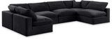 Comfy Black Velvet Modular Sectional 189Black-Sec6D Meridian Furniture