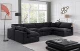 Comfy Black Velvet Modular Sectional 189Black-Sec6D Meridian Furniture