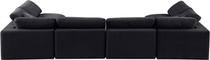 Comfy Black Velvet Modular Sectional 189Black-Sec6D Meridian Furniture