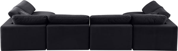 Comfy Black Velvet Modular Sectional 189Black-Sec6D Meridian Furniture