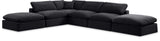 Comfy Black Velvet Modular Sectional 189Black-Sec6E Meridian Furniture