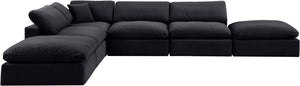 Comfy Black Velvet Modular Sectional 189Black-Sec6E Meridian Furniture