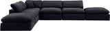 Comfy Black Velvet Modular Sectional 189Black-Sec6E Meridian Furniture