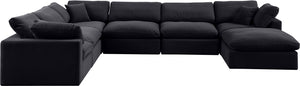 Comfy Black Velvet Modular Sectional 189Black-Sec7A Meridian Furniture