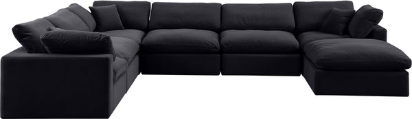 Comfy Black Velvet Modular Sectional 189Black-Sec7A Meridian Furniture