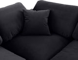 Comfy Black Velvet Modular Sectional 189Black-Sec7A Meridian Furniture