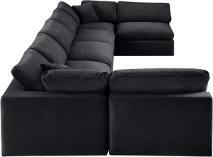 Comfy Black Velvet Modular Sectional 189Black-Sec7B Meridian Furniture