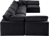 Comfy Black Velvet Modular Sectional 189Black-Sec7B Meridian Furniture