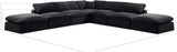 Comfy Black Velvet Modular Sectional 189Black-Sec7C Meridian Furniture