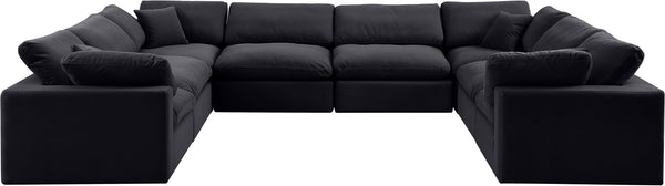 Comfy Black Velvet Modular Sectional 189Black-Sec8A Meridian Furniture