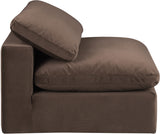 Comfy Brown Velvet Modular Armless Chair 189Brown-Armless Meridian Furniture