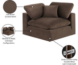 Comfy Brown Velvet Modular Corner Chair 189Brown-Corner Meridian Furniture