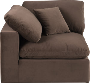 Comfy Brown Velvet Modular Corner Chair 189Brown-Corner Meridian Furniture