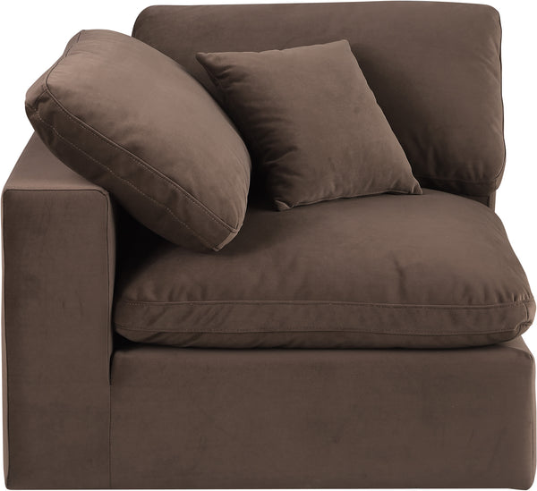 Comfy Brown Velvet Modular Corner Chair 189Brown-Corner Meridian Furniture